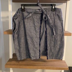 Blue and Navy tie front skirt